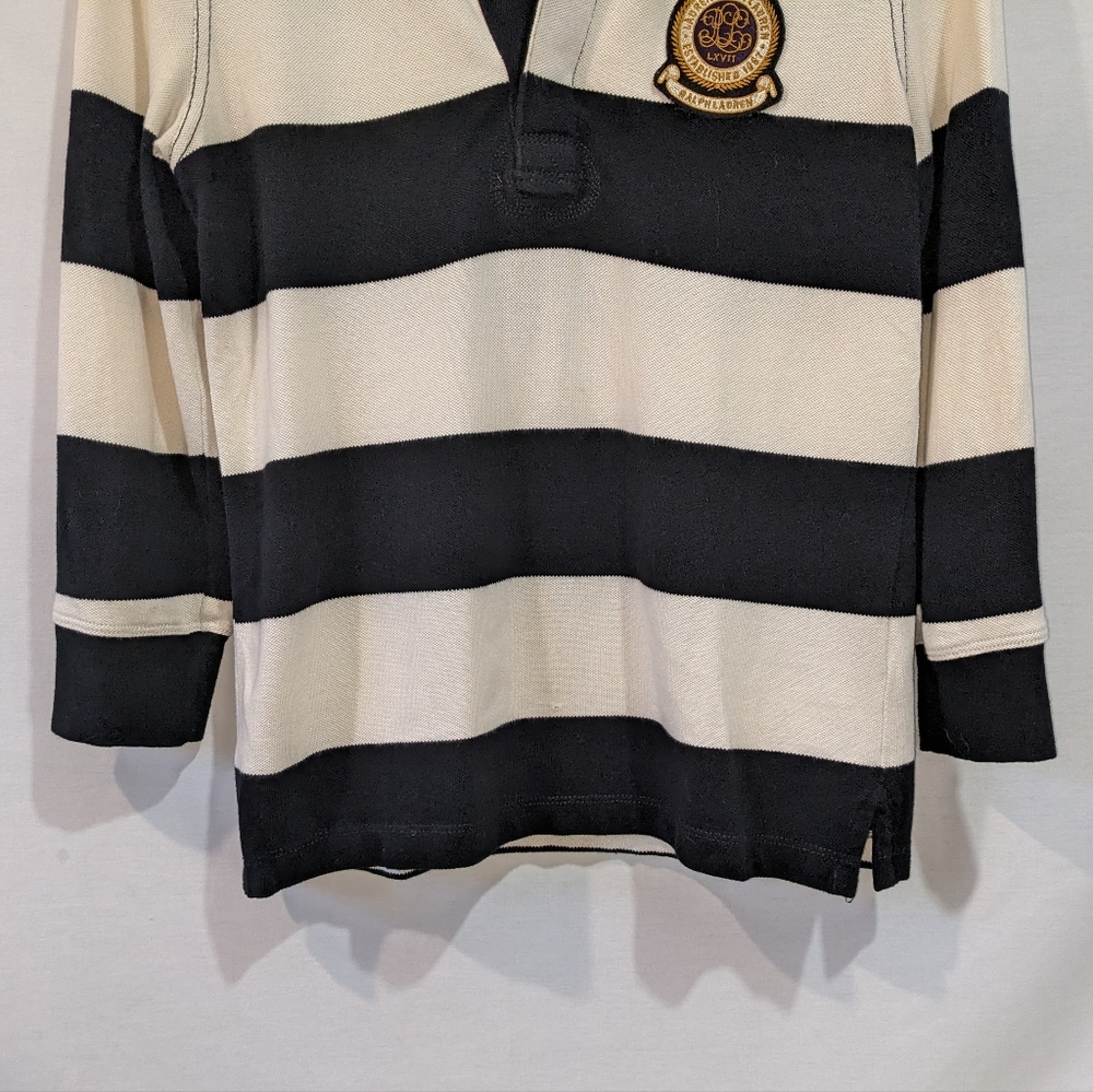 Lauren Ralph Lauren 100% Cotton Striped Rugby 3/4 Shirt Size Small - Picture 4 of 12